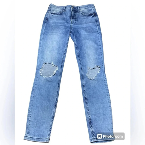 Free People High Rise Distressed Skinny Jeans - Picture 2 of 9